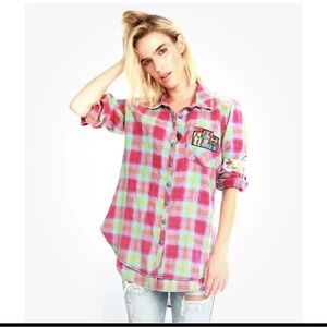 (SOLD) Aratta Silent Journey Harbor Island Mix Media Plaid Ocean (Large)